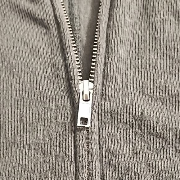 Casual Black Knit Zip Front Pocketed Long Cardigan Hoodie Raw Edged - Picture 9 of 13